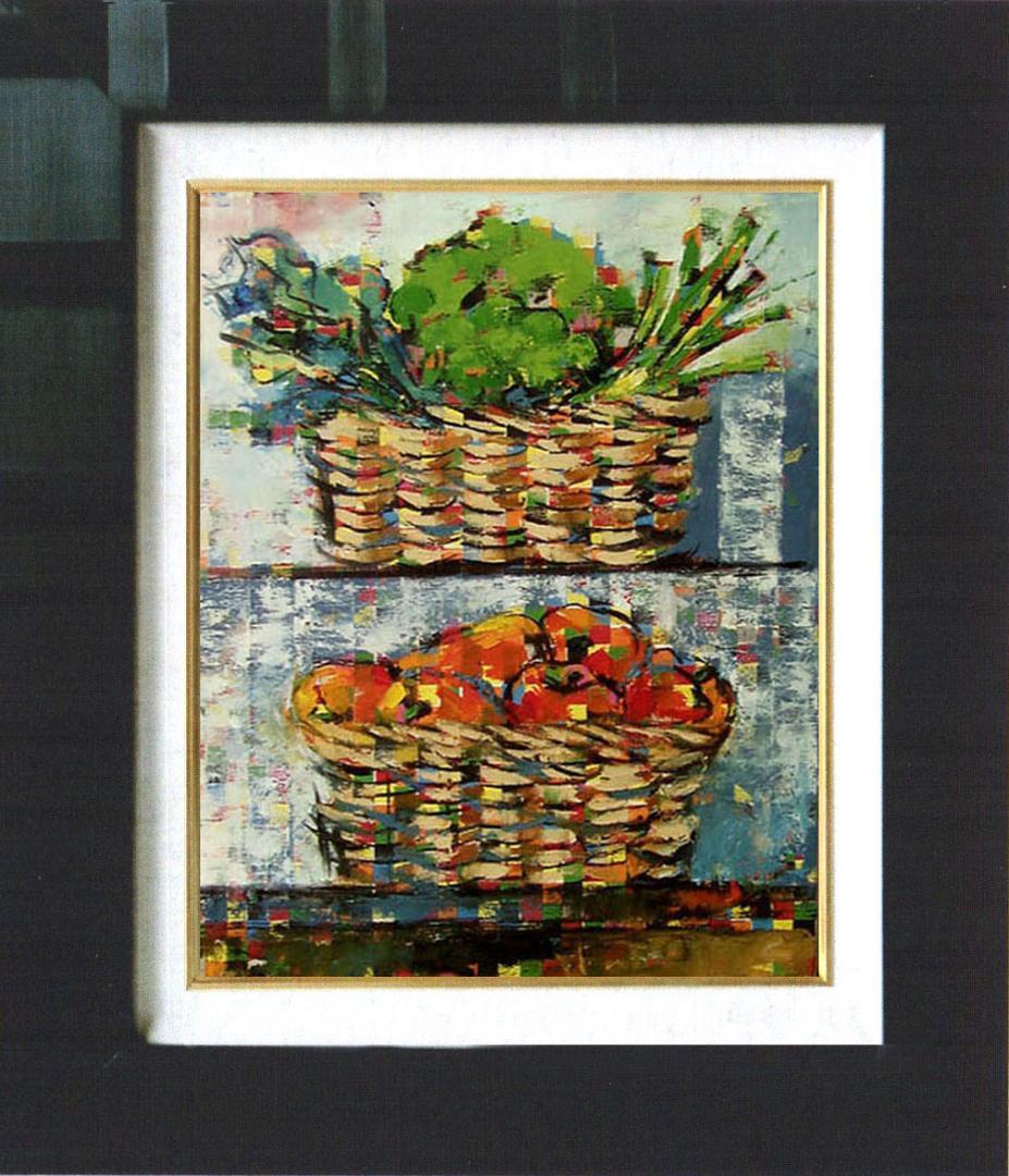 油絵 菅家令子 絵 絵画 インテリア uF6-060903　静物 野菜