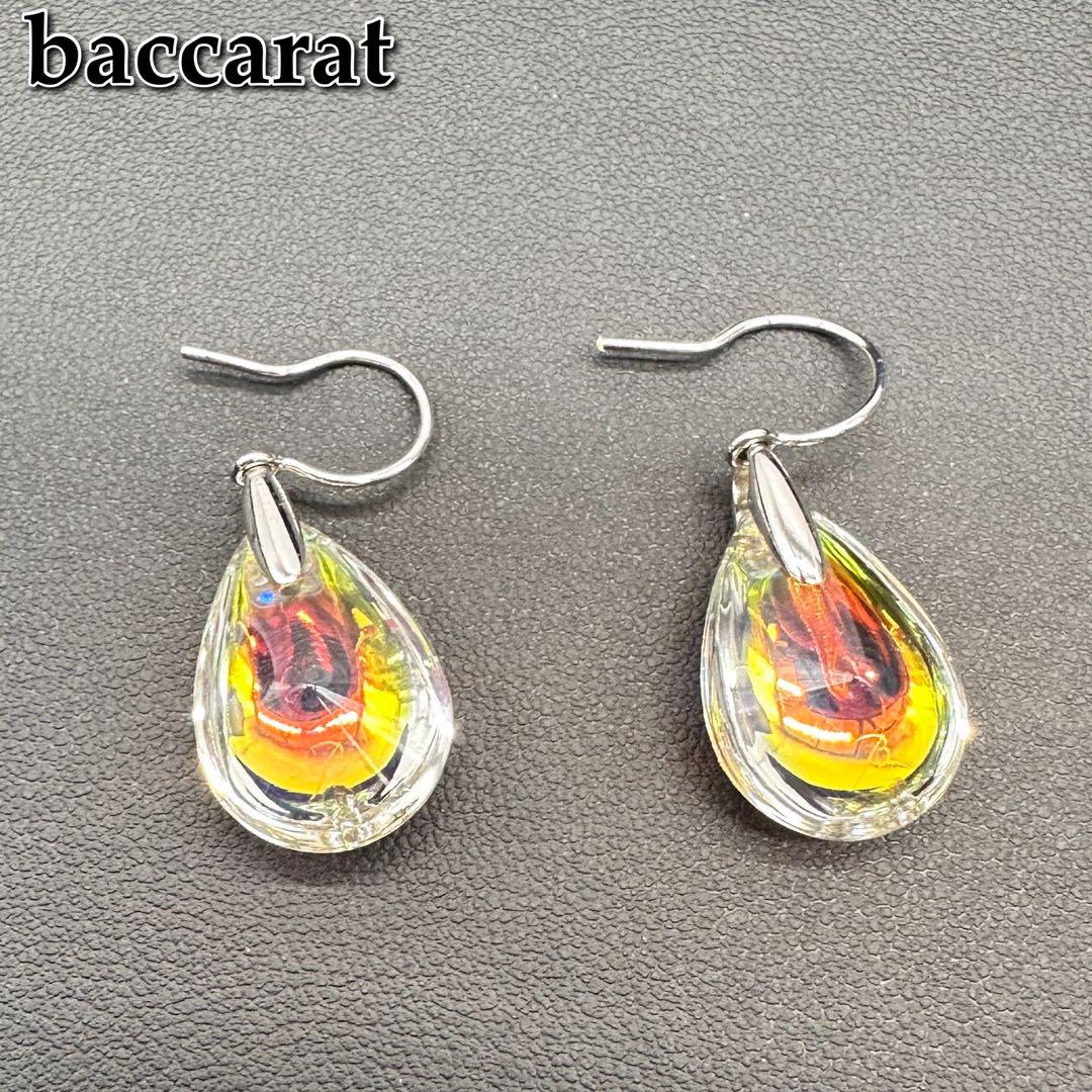美品★baccarat バカラ クリスタルティアドロップ水滴型ピアス★C73