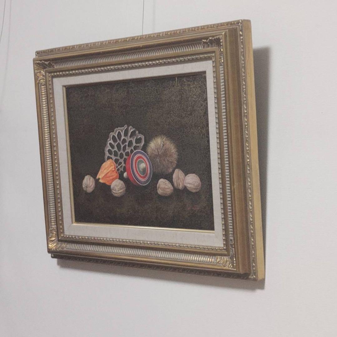 甲斐道子　コマを置く　原画　油絵