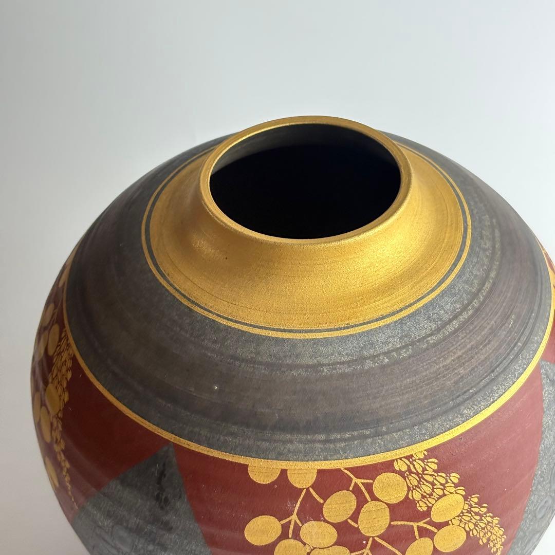 花瓶 金彩 在銘 郁 壺 花入 花器 飾壺 華道具