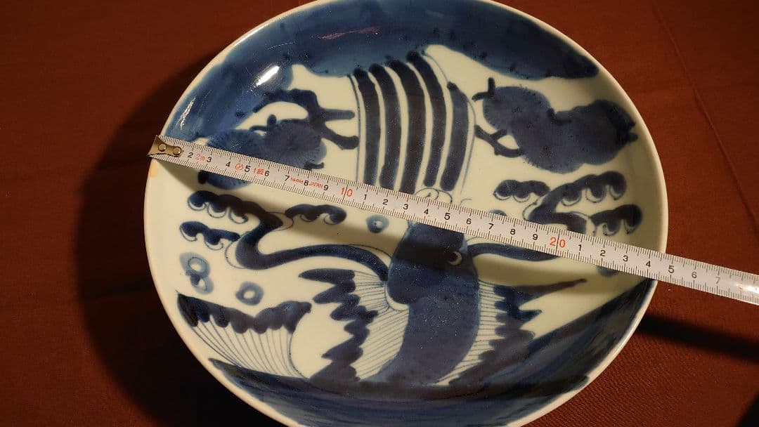 古伊万里　伊万里　古染付　染付　鯉の図　登り鯉　江戸期　大皿　１客
