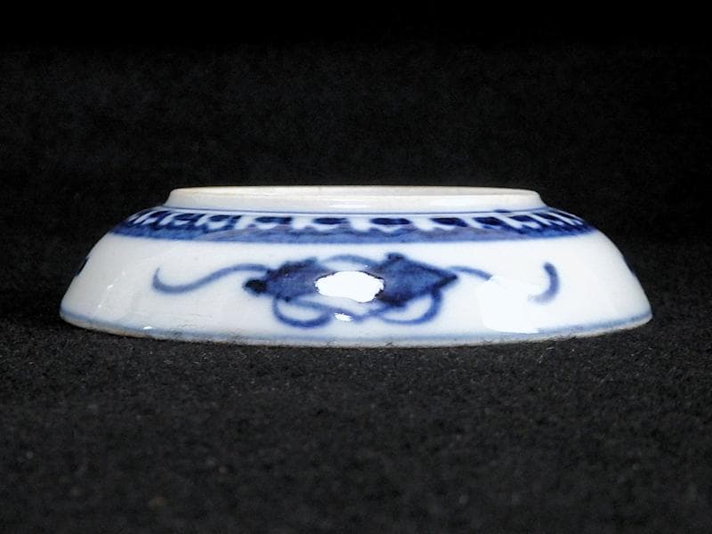 大聖寺伊万里　色絵　窓絵　菊に唐草の図　４寸皿　５客　A136A-CBe