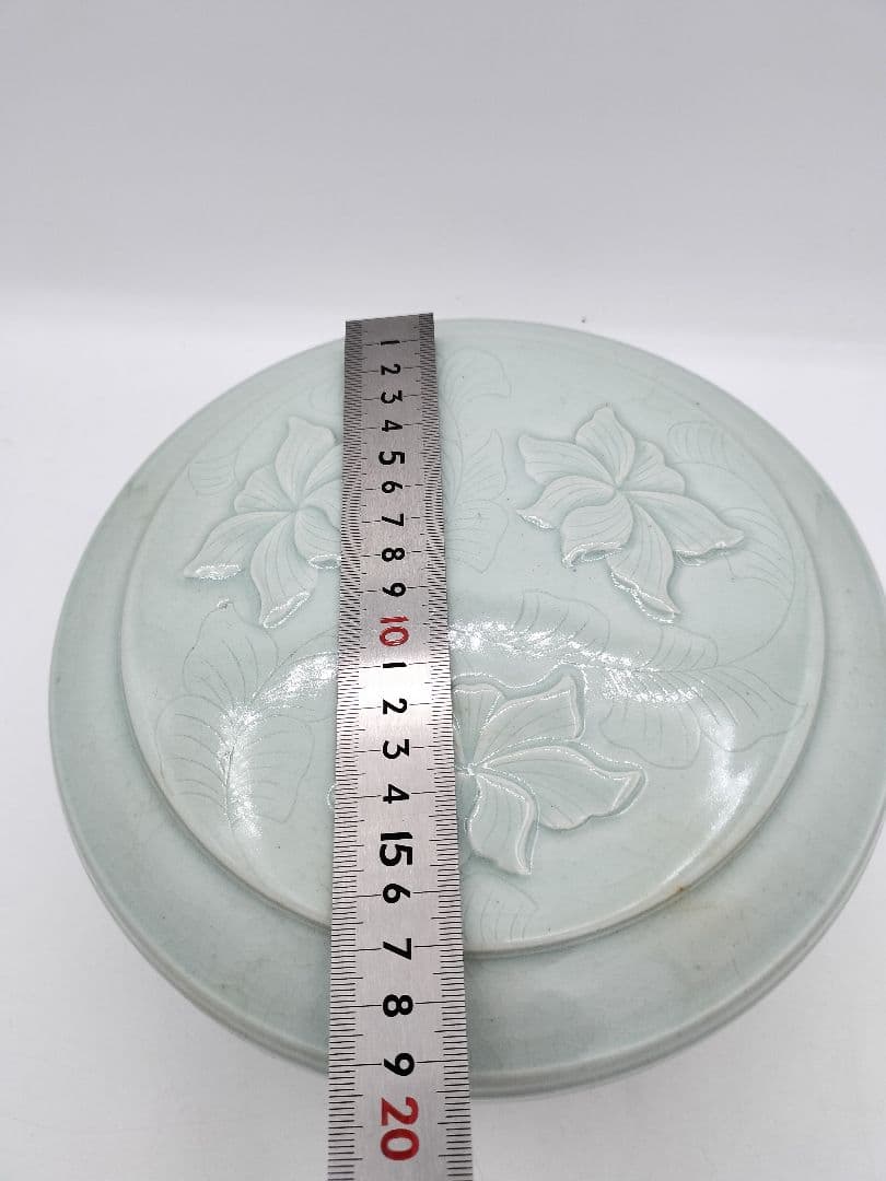 c526 喰篭 青白磁 韓国　廣州 趙小守 木箱 茶道具