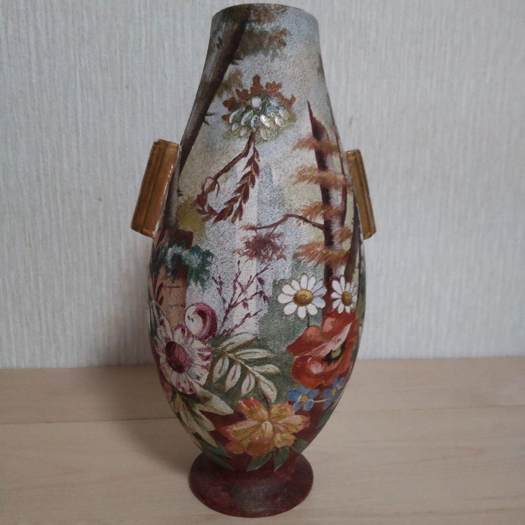 アンティーク　金彩　花紋　飾り花入れ