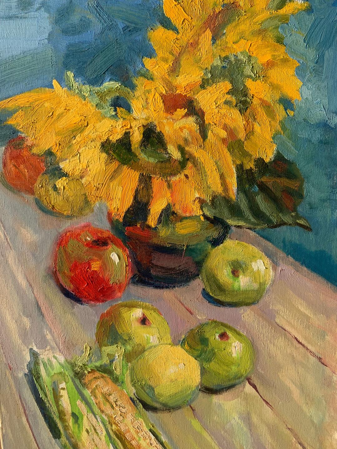 Picture with sunflowers-ひまわり