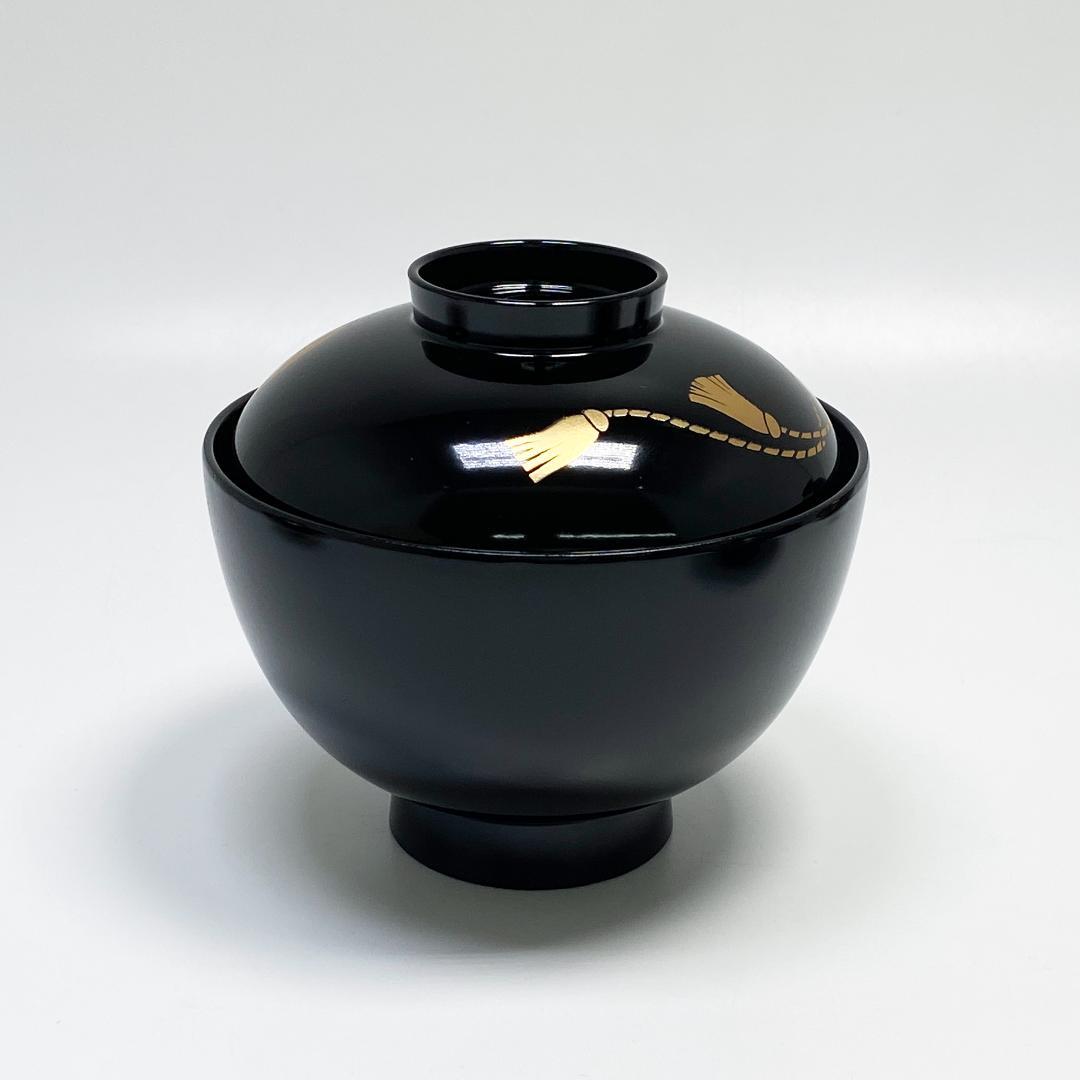 未使用 会津塗 乙造作 漆器 金彩 蒔絵 桜鈴紋 お吸物椀 5客 共箱