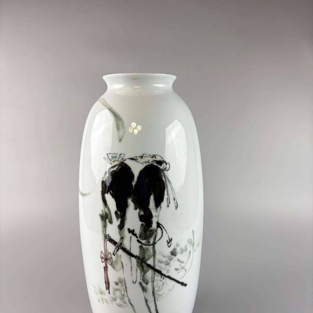 中国 景徳鎮 漢詩紋 花瓶 高さ約35cm