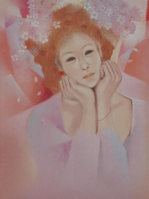 加藤孝、【花冠（桜子）】、希少な額装用画集より、美品、新品額装付