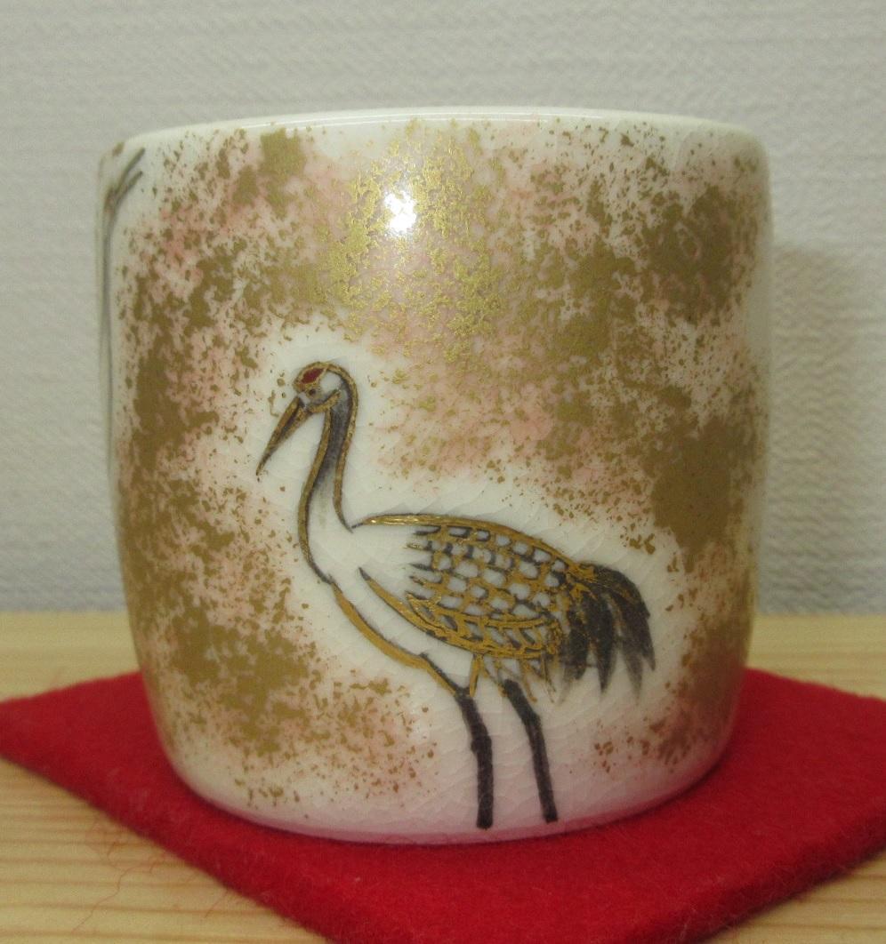 送料込【逢絢亭】茶道具 蓋置 京焼 双鶴の図 真葛（宮川）香斎 共箱入り