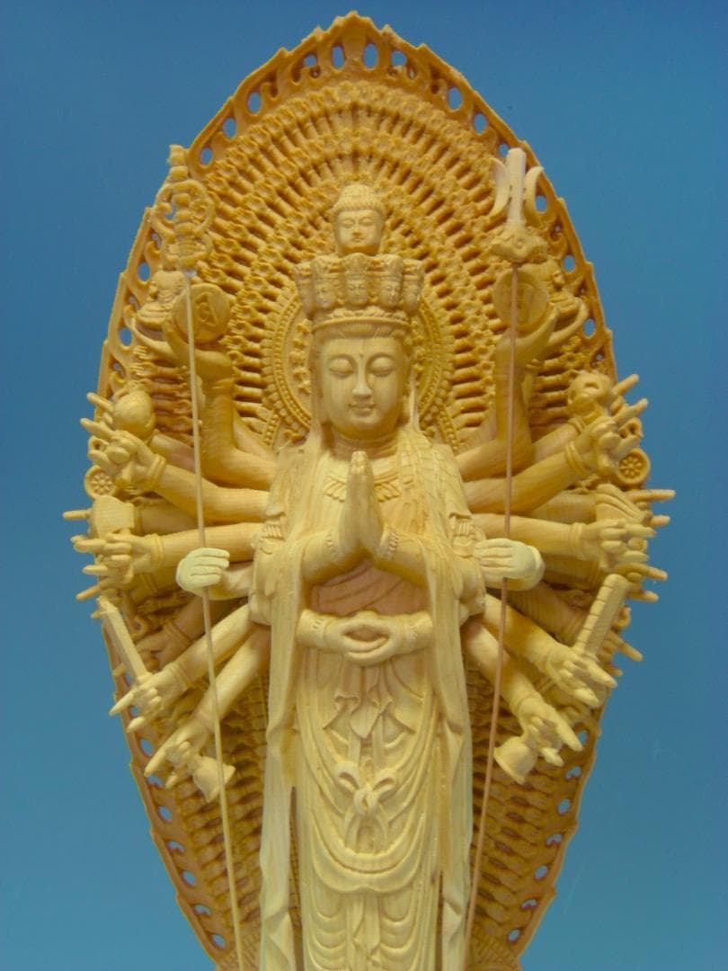 木彫仏像 千手観音 千手観世音菩薩 仏像 木彫 ヒノキ