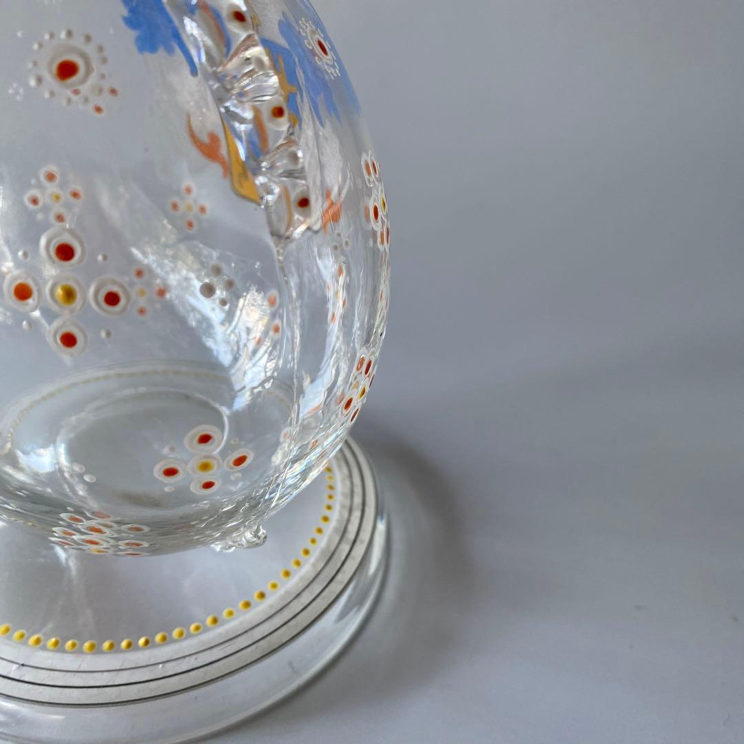 18世紀末 ドイツ 紋章入り エナメル彩ガラス デキャンタ 蓋付