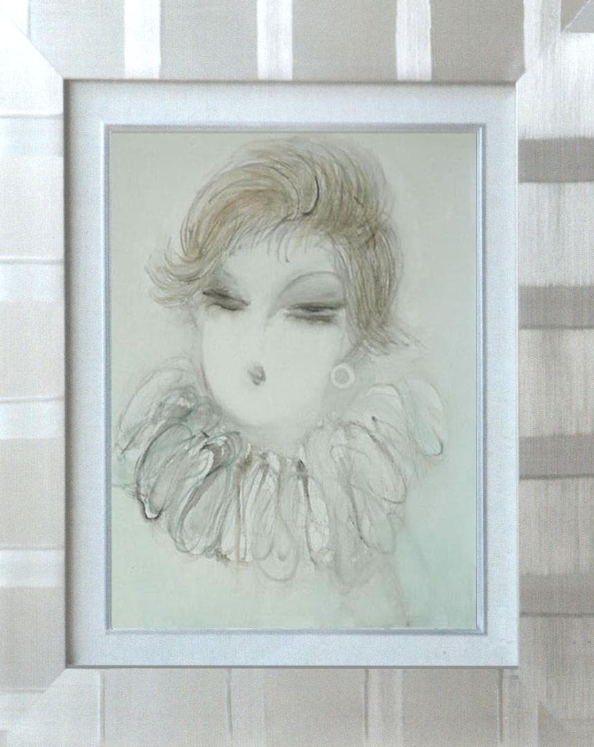 油絵 菅家令子 絵 絵画 インテリア 額付(黒) F6-081412 人物 女性
