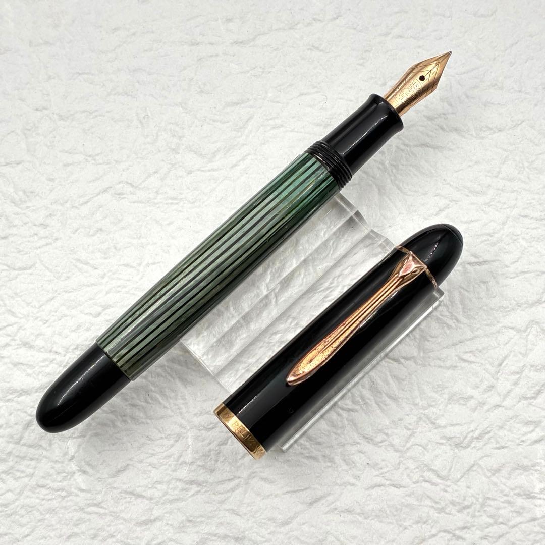 ヴィンテージ万年筆 ペリカン Pelikan 140 緑縞 14K F 書写可能