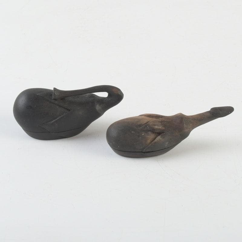 茶道具　瓢介作　黒柿　茄子香合　2点　共箱　V　9543