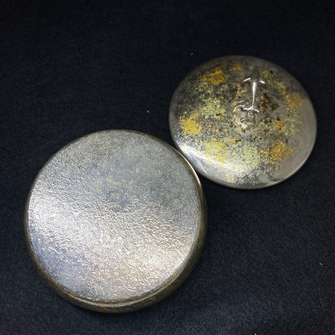 純銀刻印　宮田亮平　南鐐金彩イルカ小箱　共箱　293g/口径8.5㎝