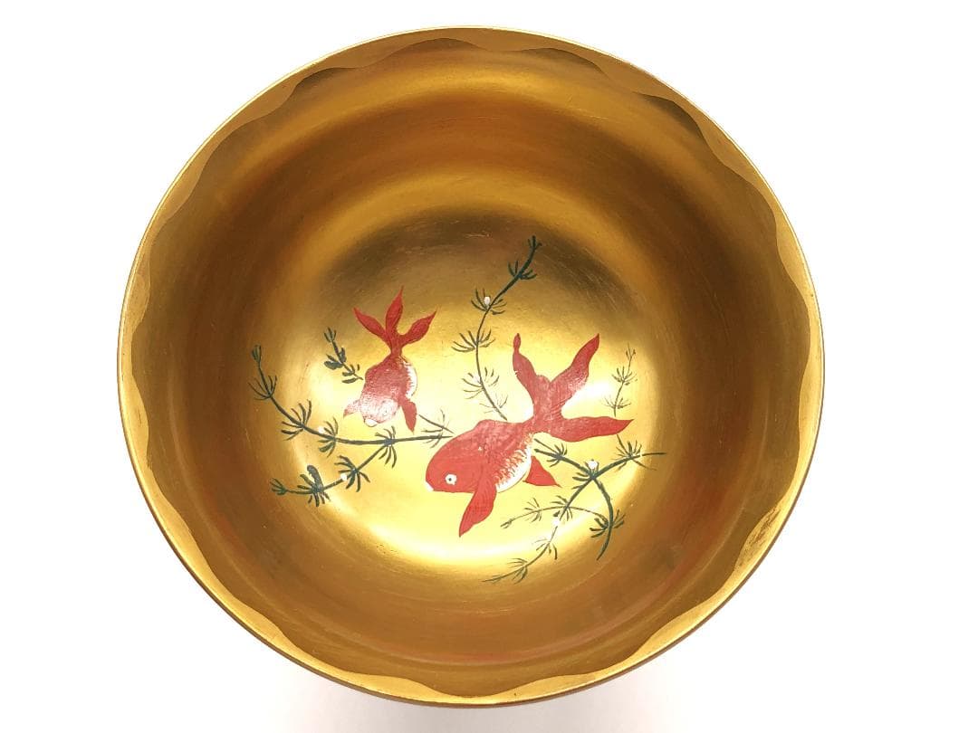 【 里帰り杯洗 】　金魚図　２客対　明治漆器