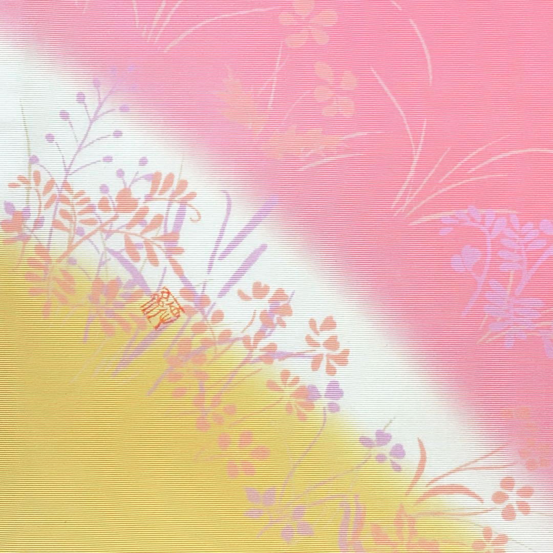 【帛紗5 友禅　草花文　桃花色】北村徳齋