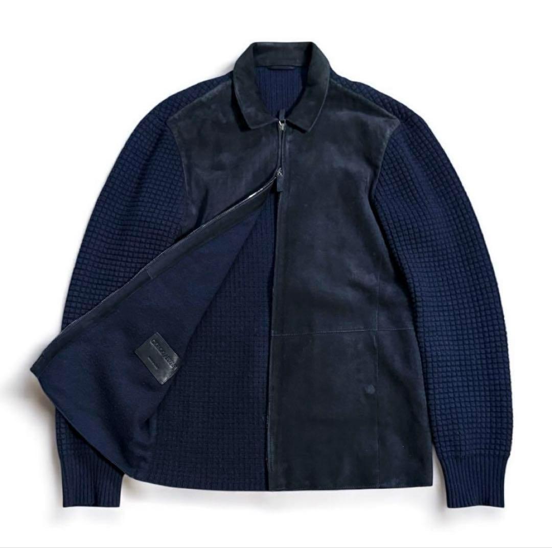 GIORGIO ARMANI 高級スウェード レザー ニット ジャケット