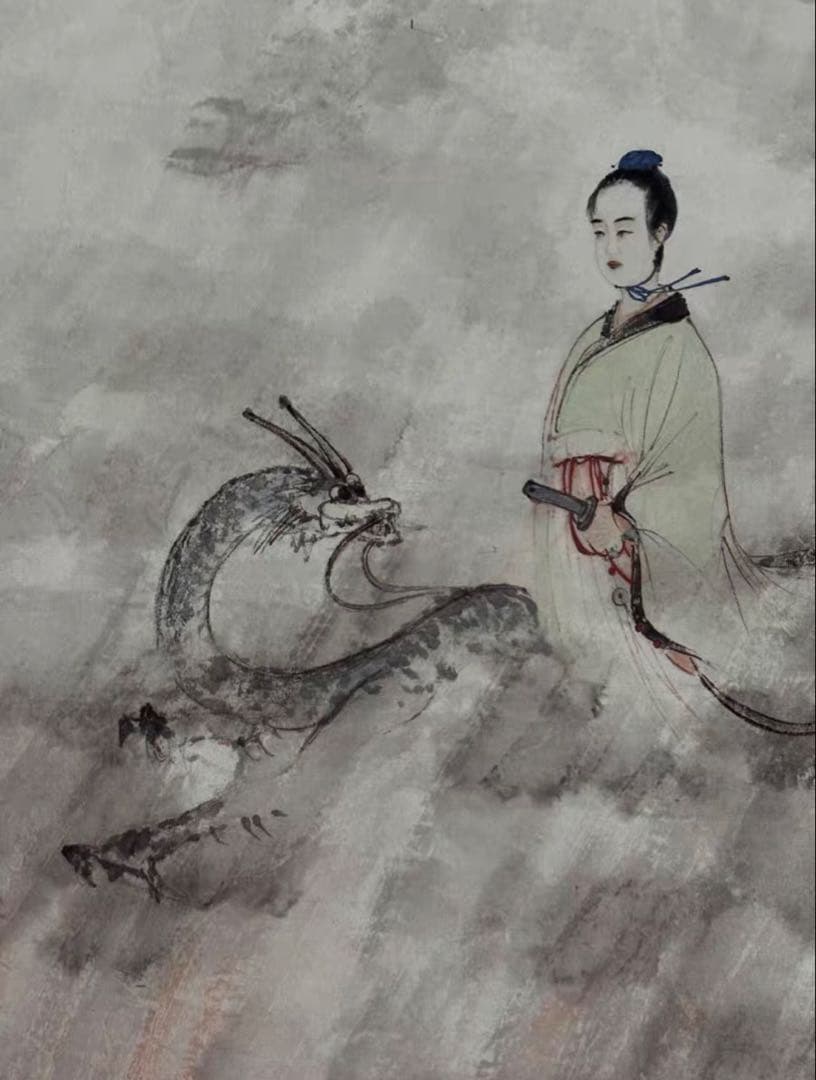 【12月限定価格】傅抱石《雲中君》中堂画｜掛け軸・実物撮影