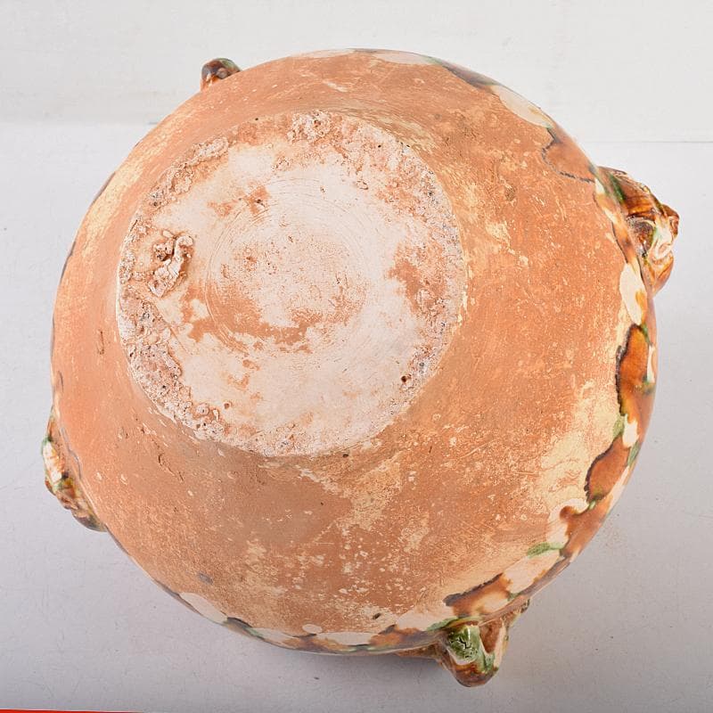 中国　唐三彩　獅子摘　双耳壷　C　R8549B