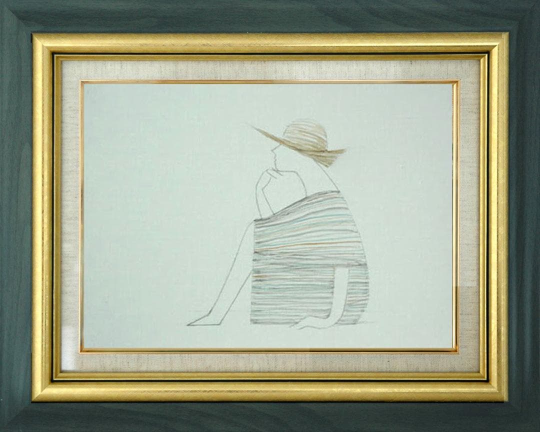 油絵 菅家令子 絵 絵画 インテリア 額付(銀) F4-071812 人物 女性