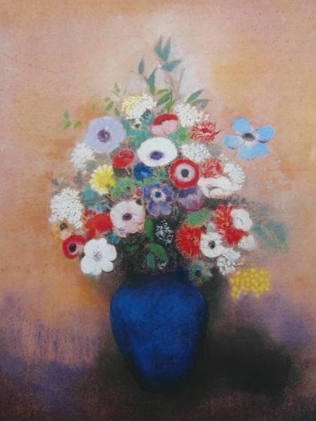 オディロン・ルドン、【壺の花】、希少画集画、新品高級額、額装付、状態良好