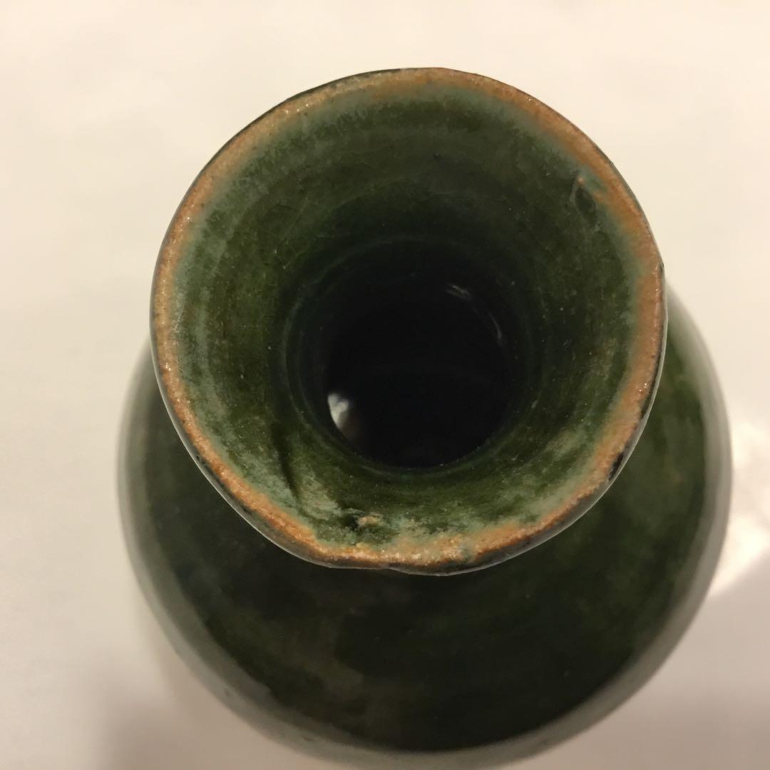 織部焼　一輪挿　藤原恭助作　供箱　供布