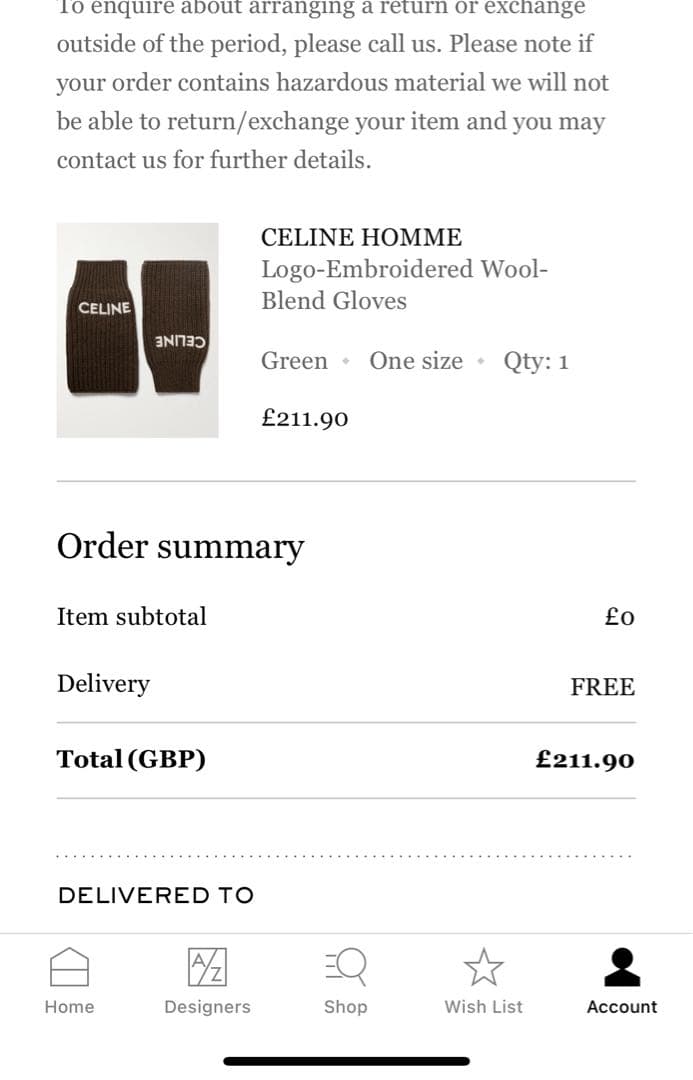 celine フィンガーレスグローブ