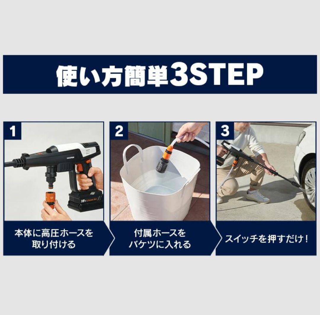IRIS OHYAMA ハンディウォッシャー JHW-201 収納踏台バケツ付