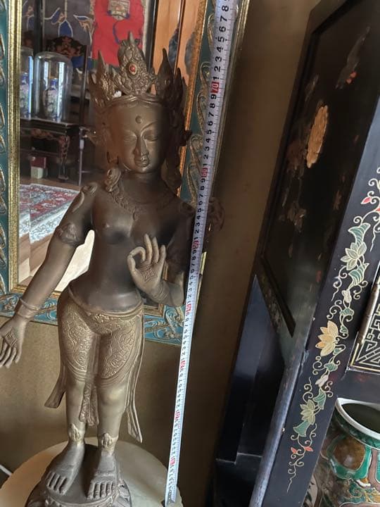 大きな古い仏像　海外の物　中国　タイ　インド　骨董品？　金属製（仏像のみ）