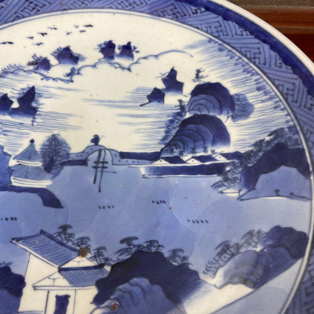 古伊万里染付風景図大皿