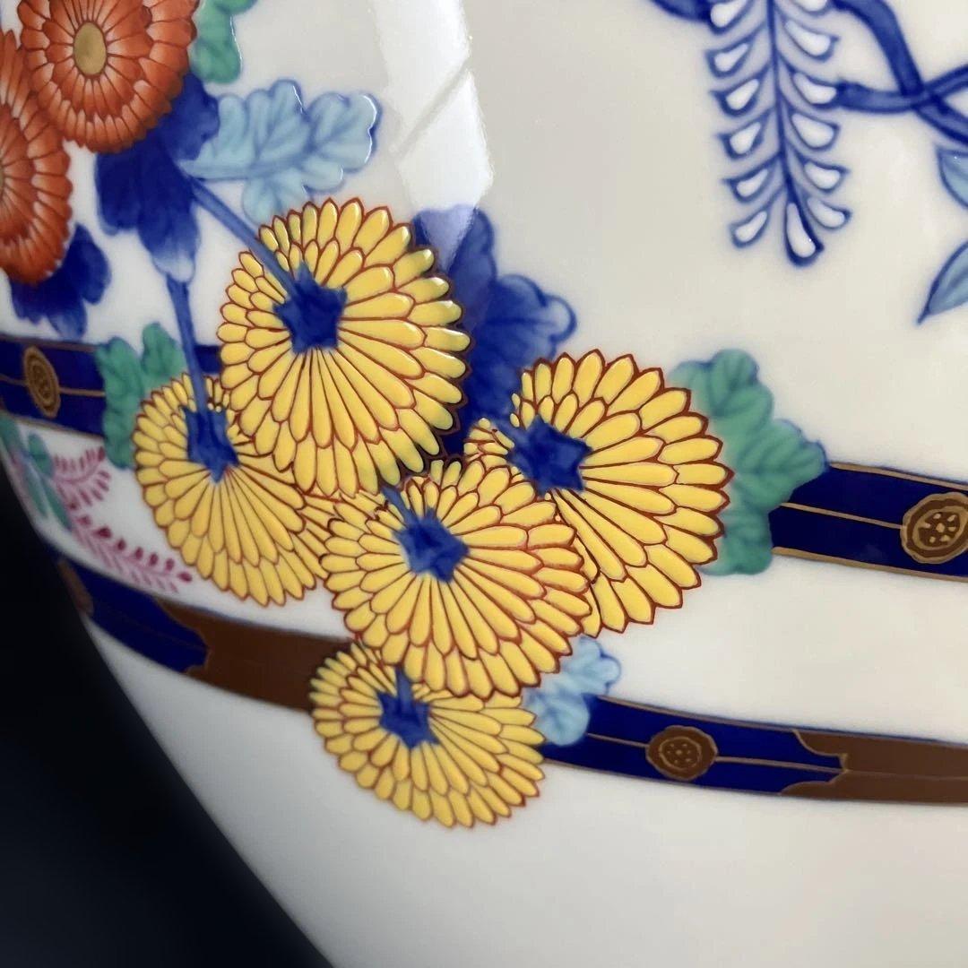 宮内庁御用達香蘭社花瓶「染錦花車」　高級花瓶