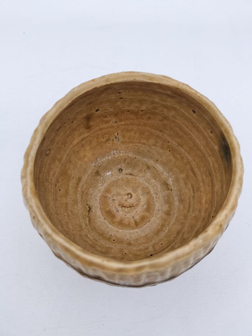 b986 福俵茶碗 黄瀬戸 加藤春鼎 木箱 茶道具　古物