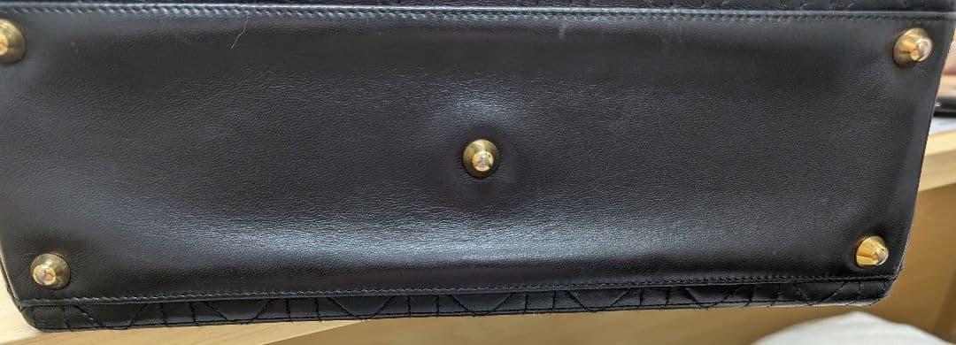 美品 ディオール レディディオール カナージュ レザー ハンドバッグ 黒