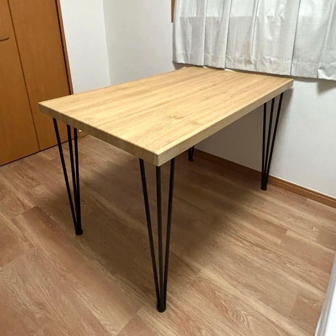 ダイニングテーブル 北欧風 木製 アイアン脚 幅110cm シンプル カフェ風
