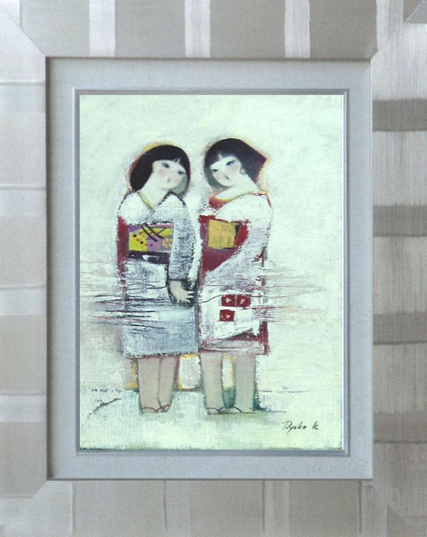 油絵 菅家令子 絵 絵画 インテリア F4-252023 女性 郷愁 雪国の子供