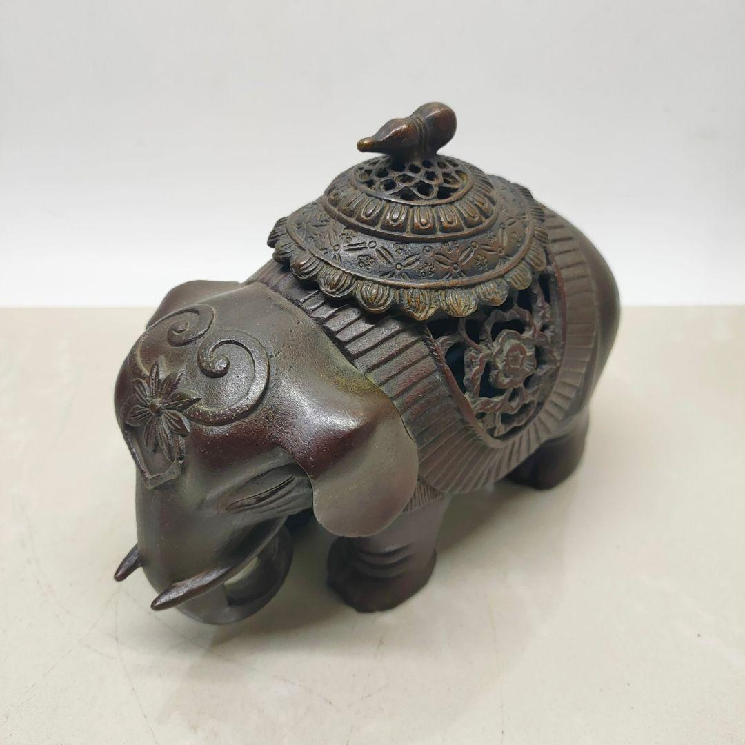 めでたい如意銅象 香炉 銅香炉 工芸品 美術品 置物