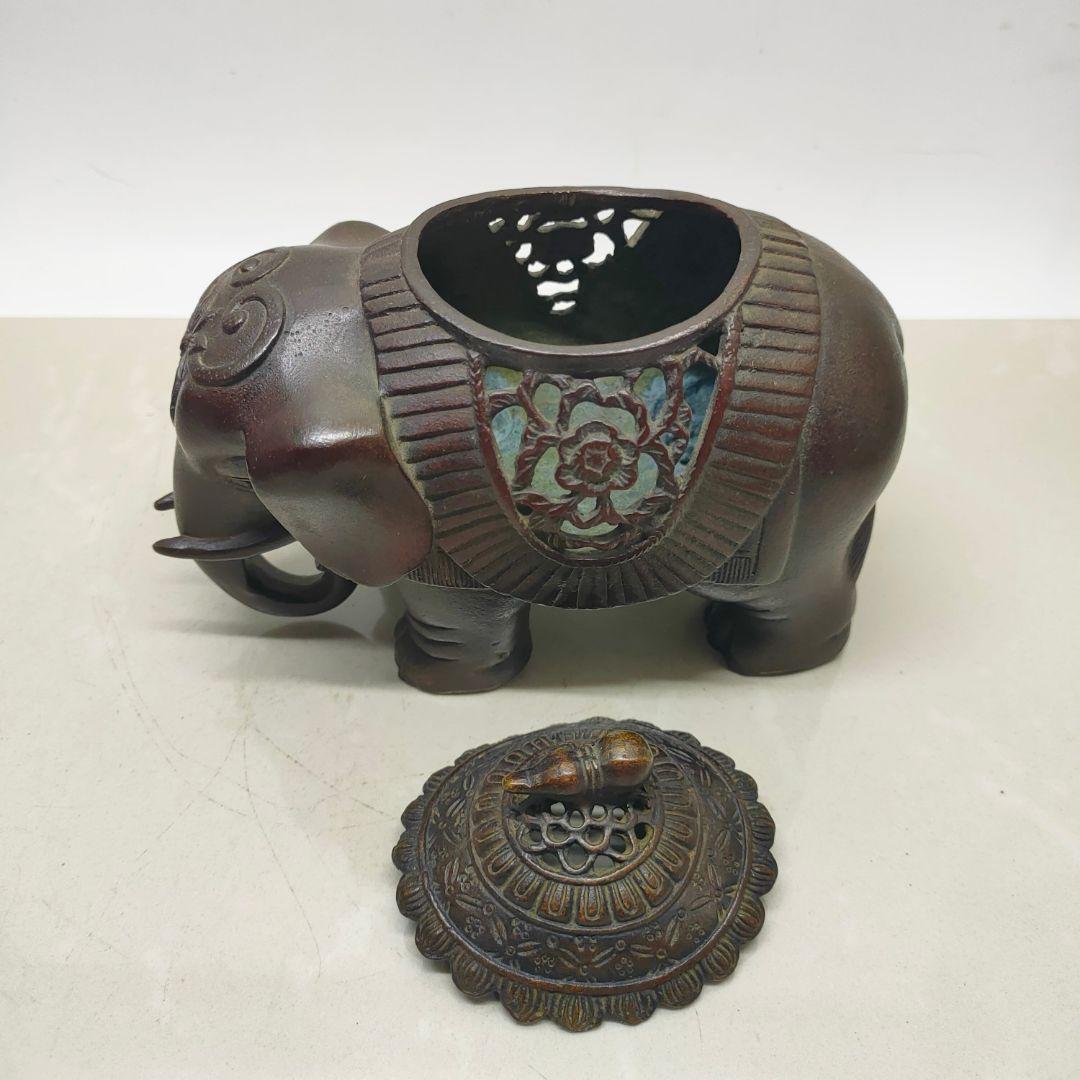 めでたい如意銅象 香炉 銅香炉 工芸品 美術品 置物