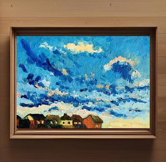 16×23㎝「朝の空」油彩・原画・サムホール