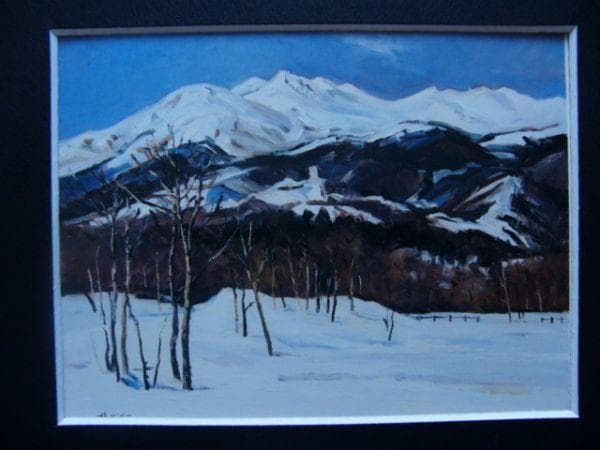岡宏【乗鞍岳冬景】希少画集画、状態良好、新品高級額装付