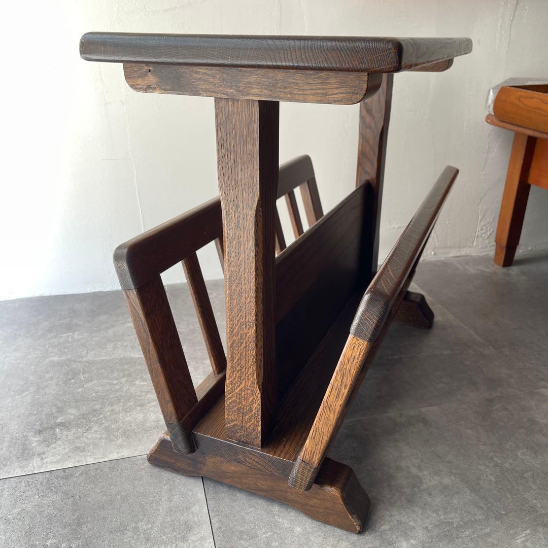 オランダ製　木製　サイドテーブル マガジンラック　オーク無垢材　百貨店