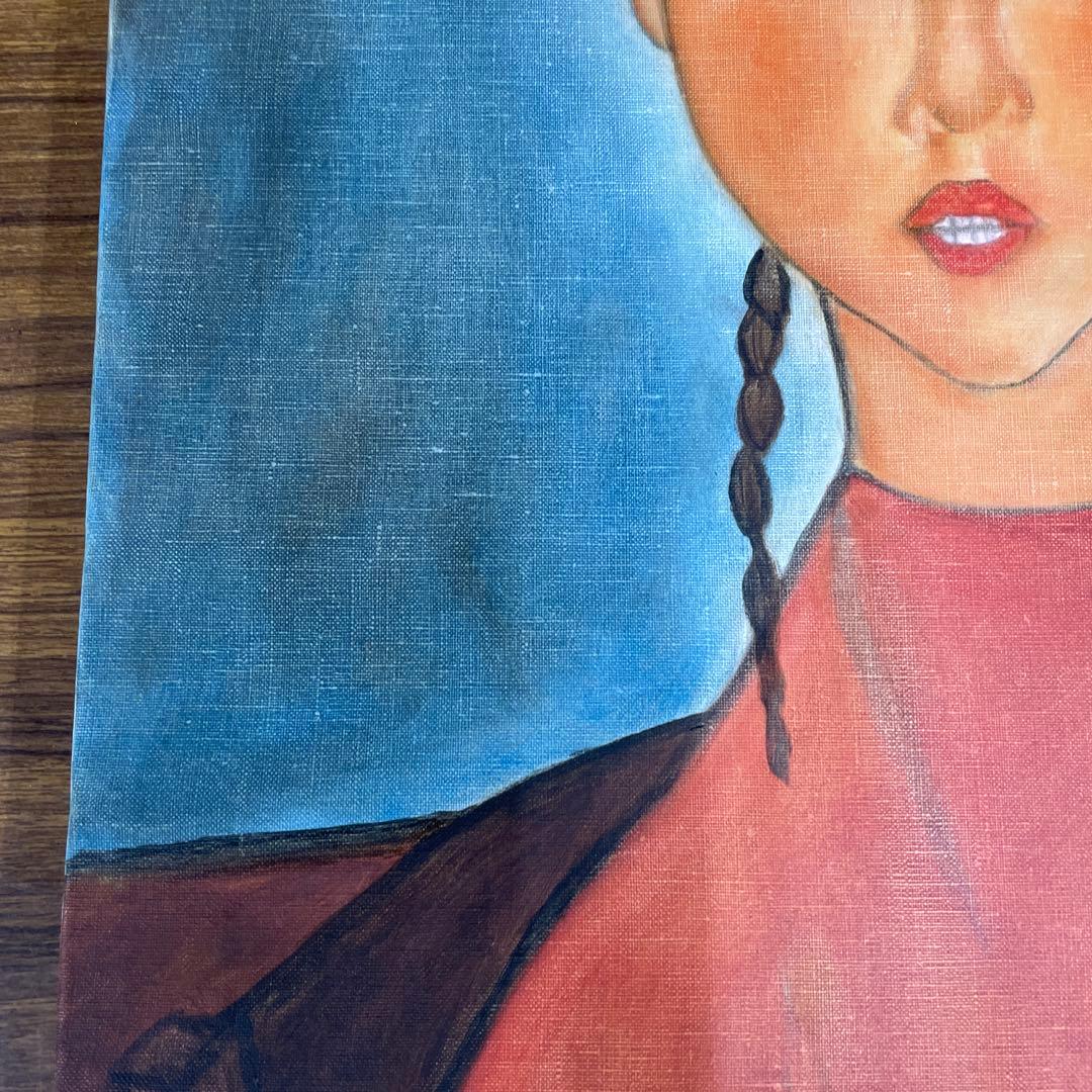 【油絵・模写・原寸大】モディリアーニ『おさげの少女』(P12号、額付き)