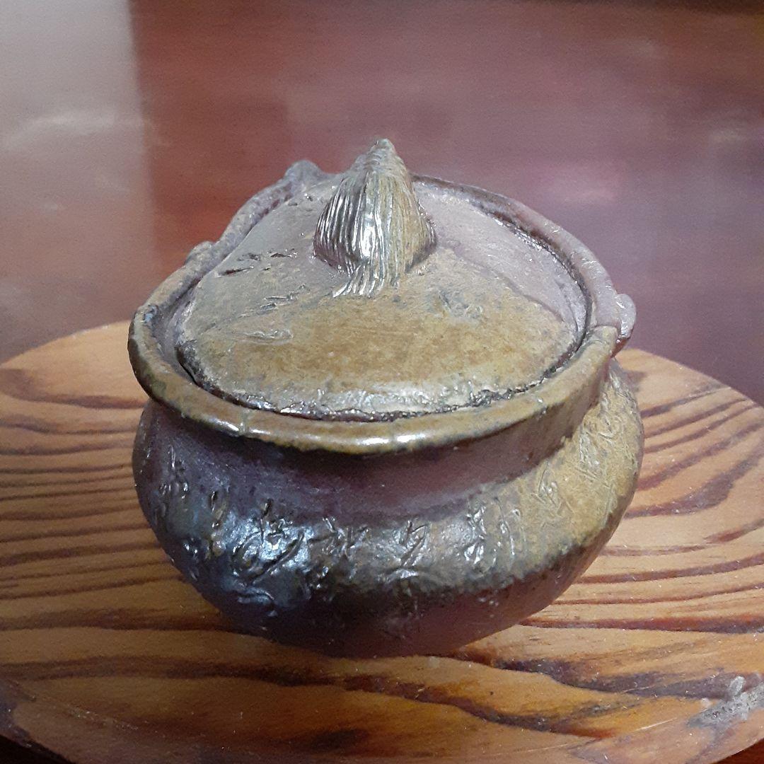 備前焼 宝瓶 (般若心経)／つまみが亀／送料込み