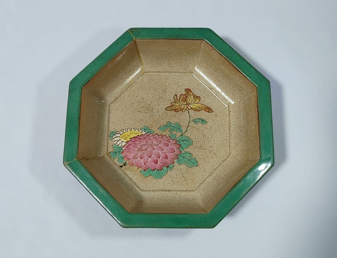 有節萬古　八角色絵鉢