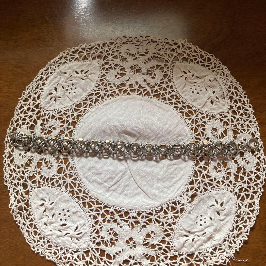 英アンティーク 金×銀 ブレスレット 百合モチーフ 腕輪