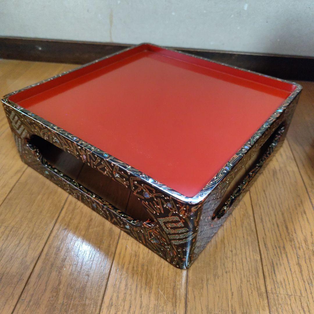 古代若狭塗　重箱5段蓋2枚台付き