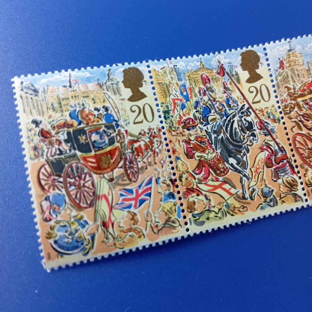 まとめ済6247 外国切手 イギリス 1989年 ロンドン市長就任パレード5連刷