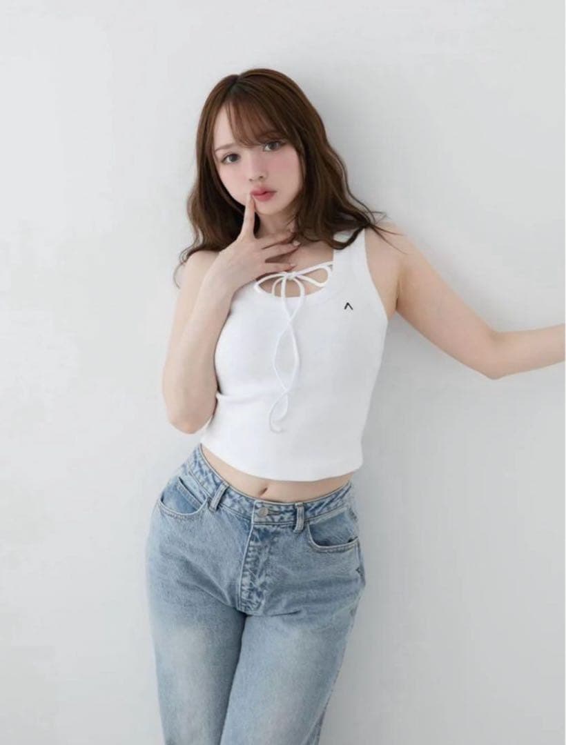 andmary Bella ribbon tops タンクトップ ホワイト