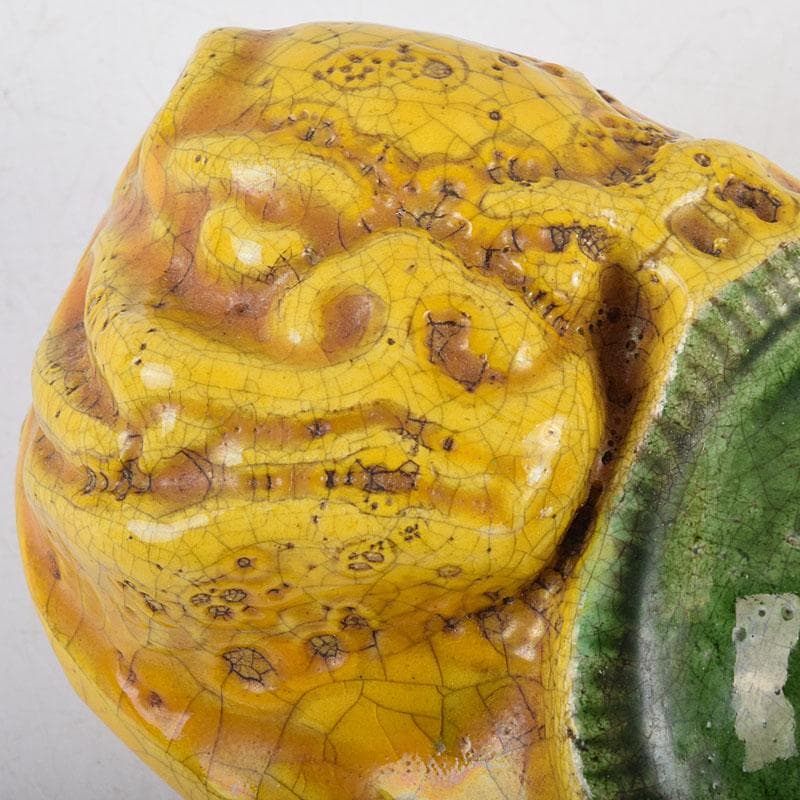 茶道具　永楽善五郎造　黄交趾　獅子形香合　共箱　M　R9339