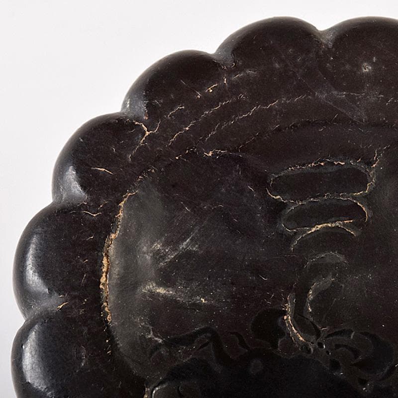 茶道具　竹製　黒塗　蟹文　菊形香合　松尾不俊斎花押　時代箱付　V　R8264